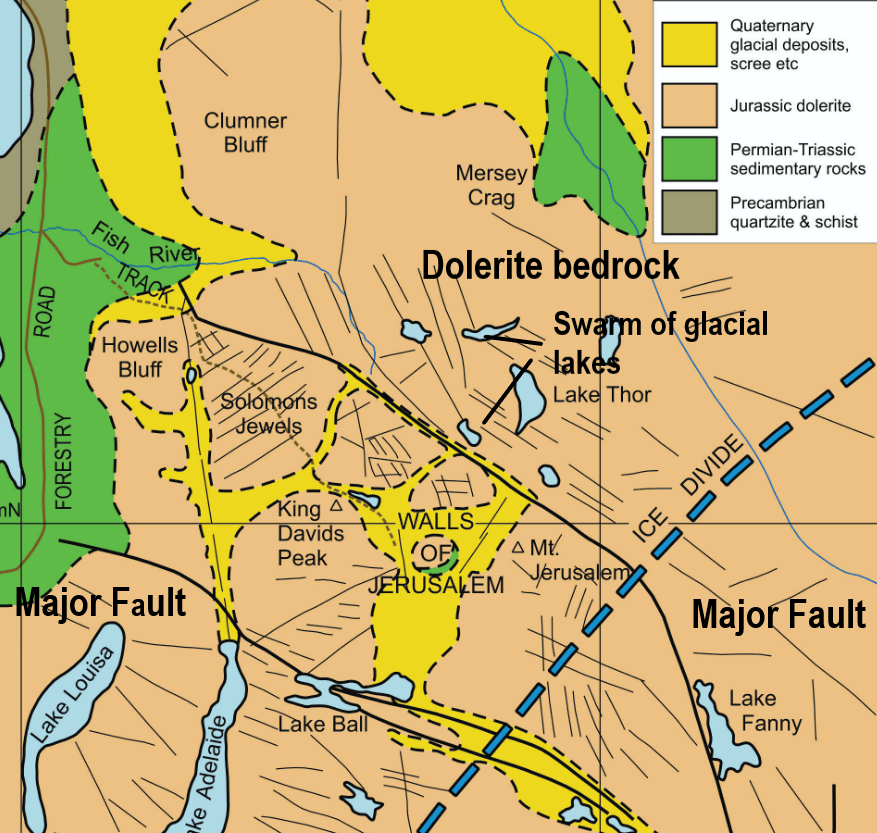 Geology of Walls of Jerusalem National Park. Tasmania.