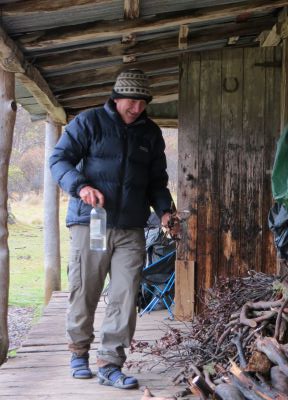 Oldfields Hut on a cold day. 