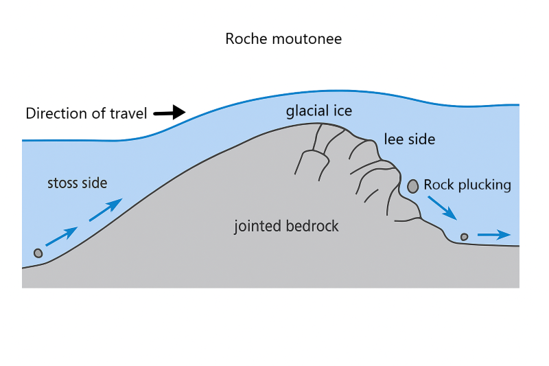 Formation of a roche moutonee.